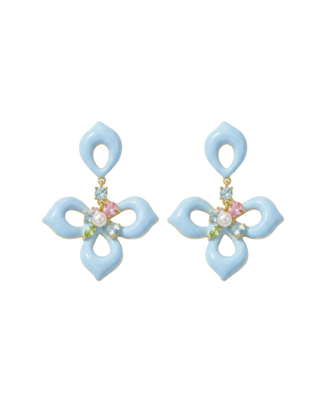 Annecy Pearl Flower Earrings on a white background