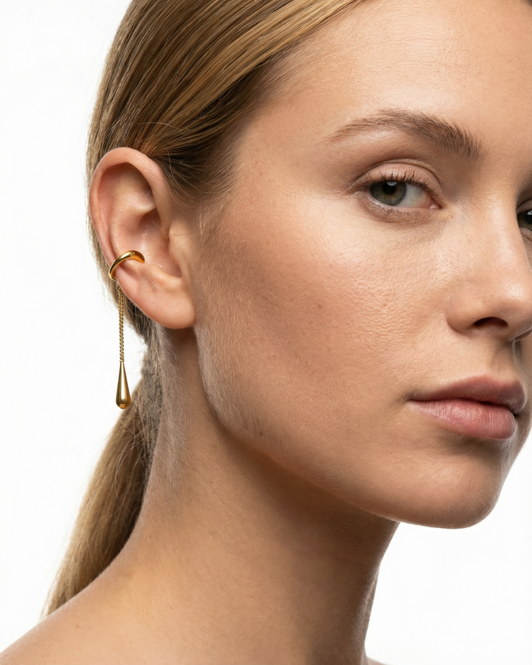 Colette Ear Cuff worn on ear gold