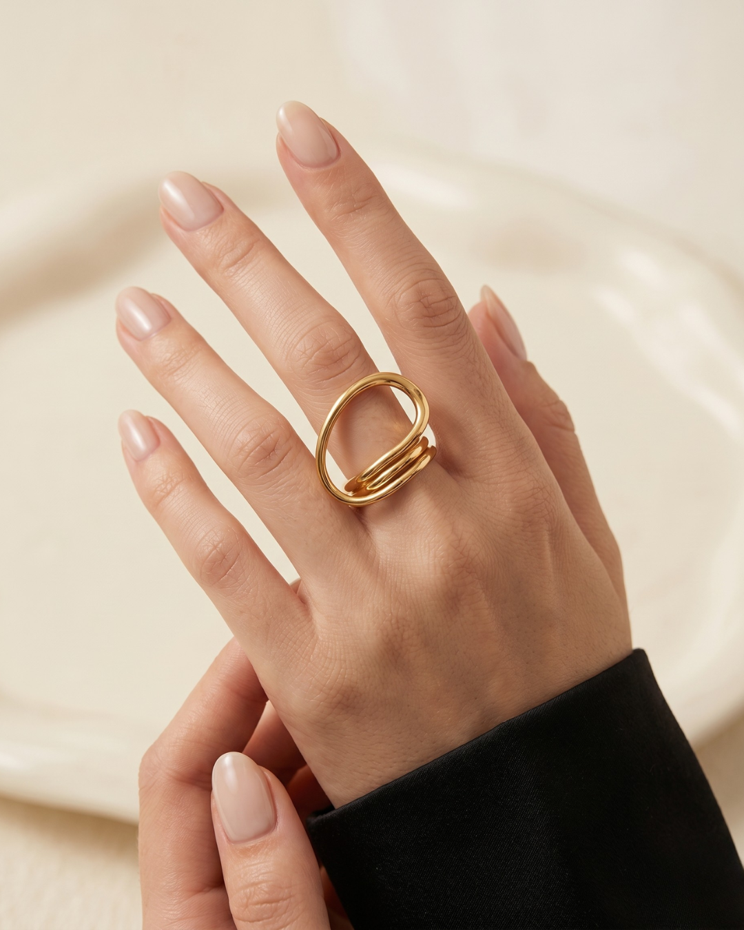 Luar Ring Gold on hand by clarabelle model