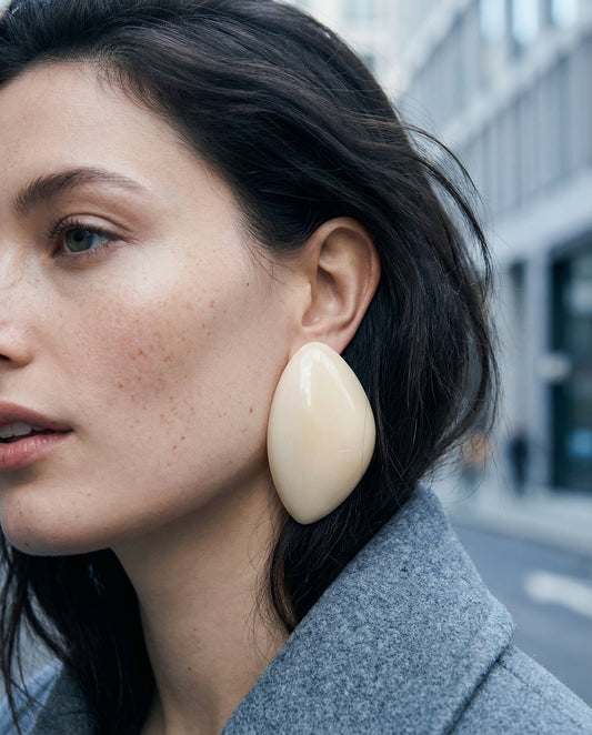 Verona Resin Statement Earrings by Clarabelle worn by model