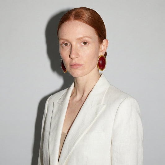 Éloise Oval Statement Earrings by Clarabelle worn by model