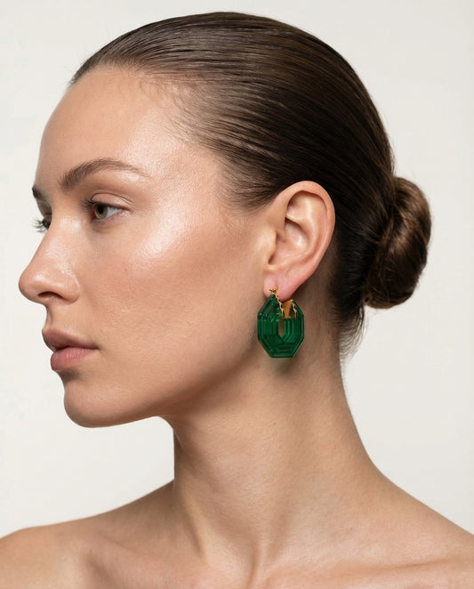 Coralie Resin Statement Earrings by Clarabelle worn by model