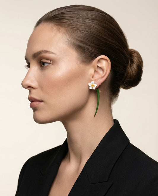 Positano Bloom Drop Earrings by Clarabelle worn by model