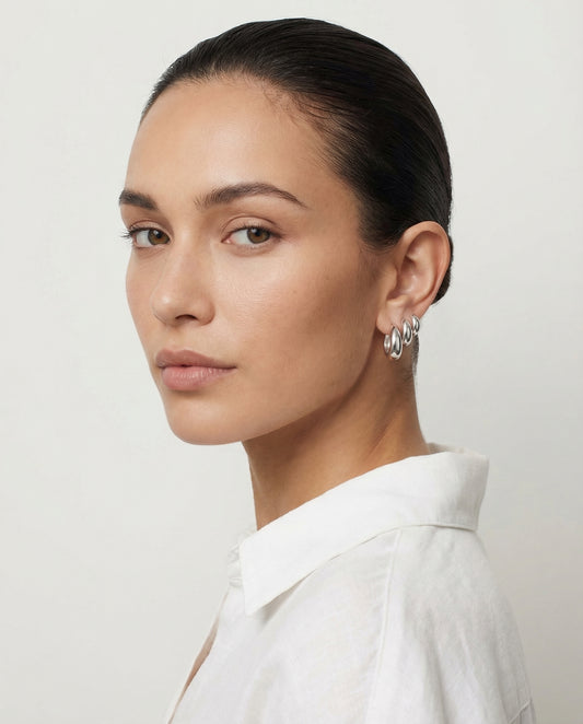 Élodie Hoop Earrings - Sterling 925 Silver White Gold