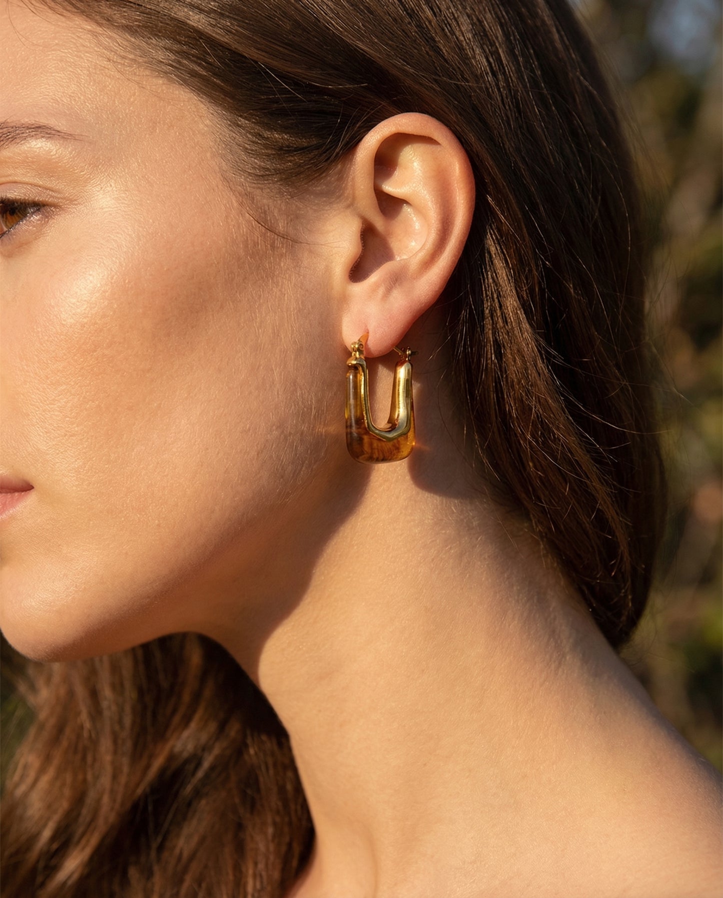 Saint-Tropez Sculptural Hoop Earrings by Clarabelle worn by model