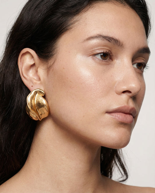 Medici Sculptural Statement Earrings by Clarabelle worn by model