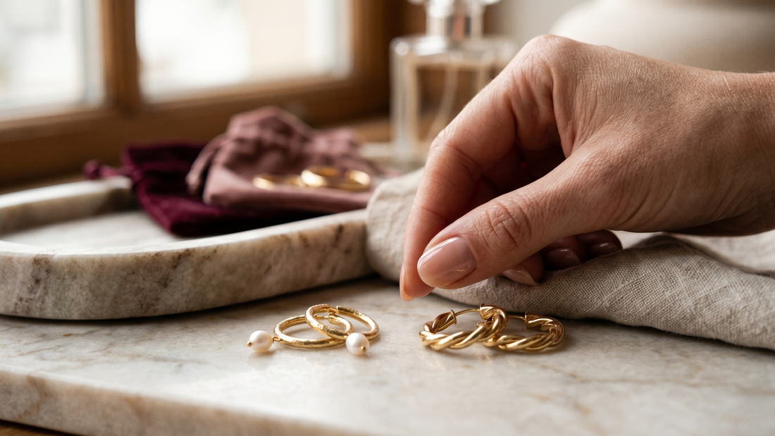 Choosing between two pairs of gold earrings — how to choose milestone jewellery guide by Clarabelle