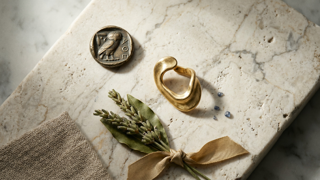 Timeless gold ear cuff on marble — complete history of ear cuffs from ancient Egypt