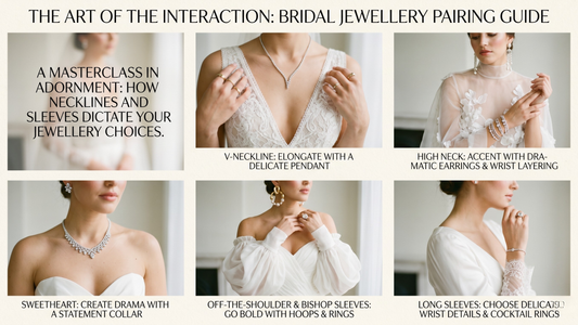 Wedding jewellery by dress style — necklines sleeves guide by Clarabelle