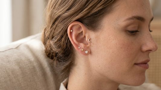 The stud earring stack modern ear styling by Clarabelle