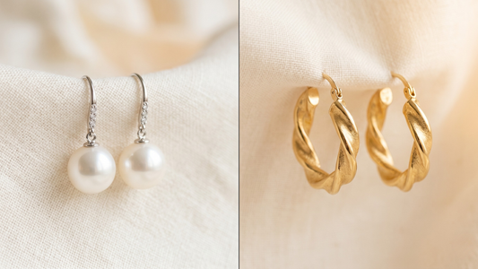 Gold earrings vs pearl earrings comparison by Clarabelle