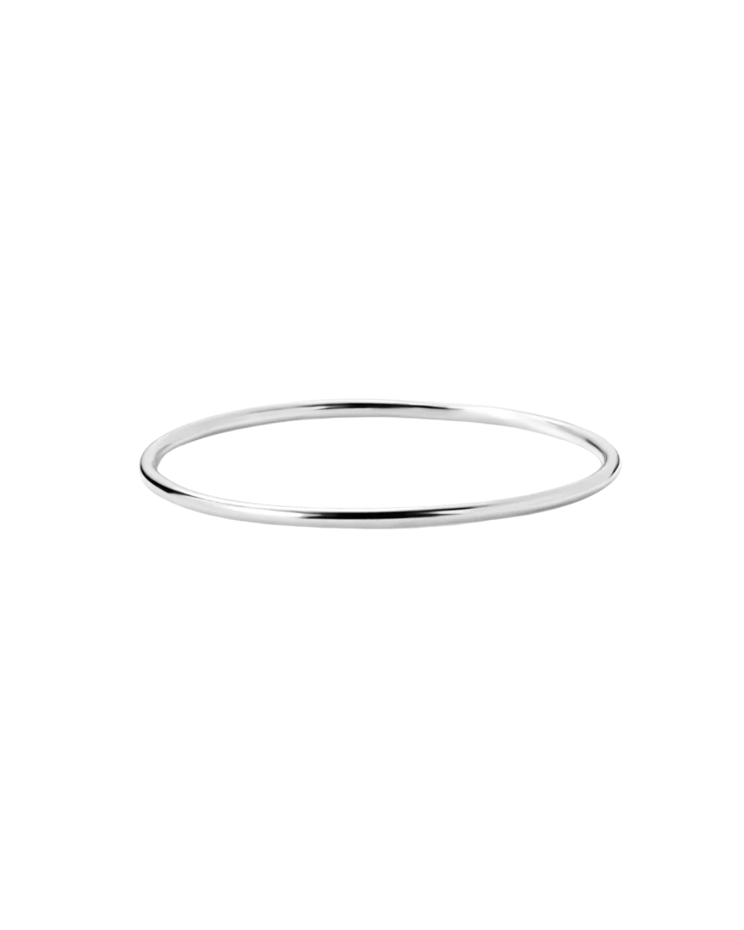 Amélie round bangle by Clarabelle, silver finish slim tubular silhouette