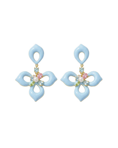 Annecy Pearl Flower Earrings on a white background