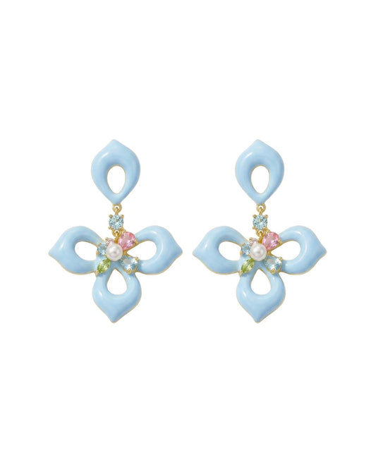 Annecy Pearl Flower Earrings on a white background