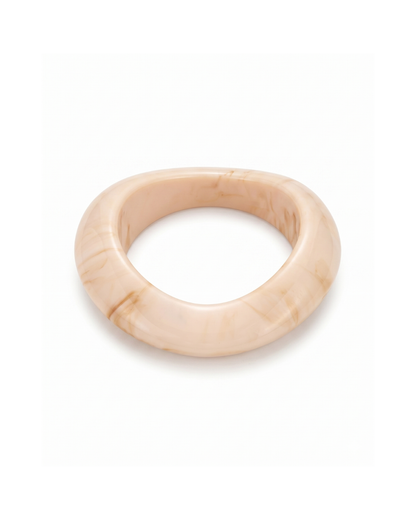 Beige handmade resin bangle bracelet with solid finish by Clarabelle

