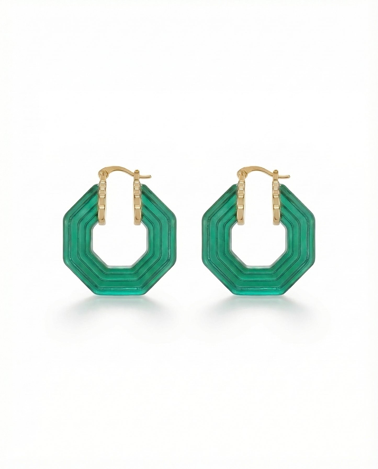 faceted resin statement earrings in green