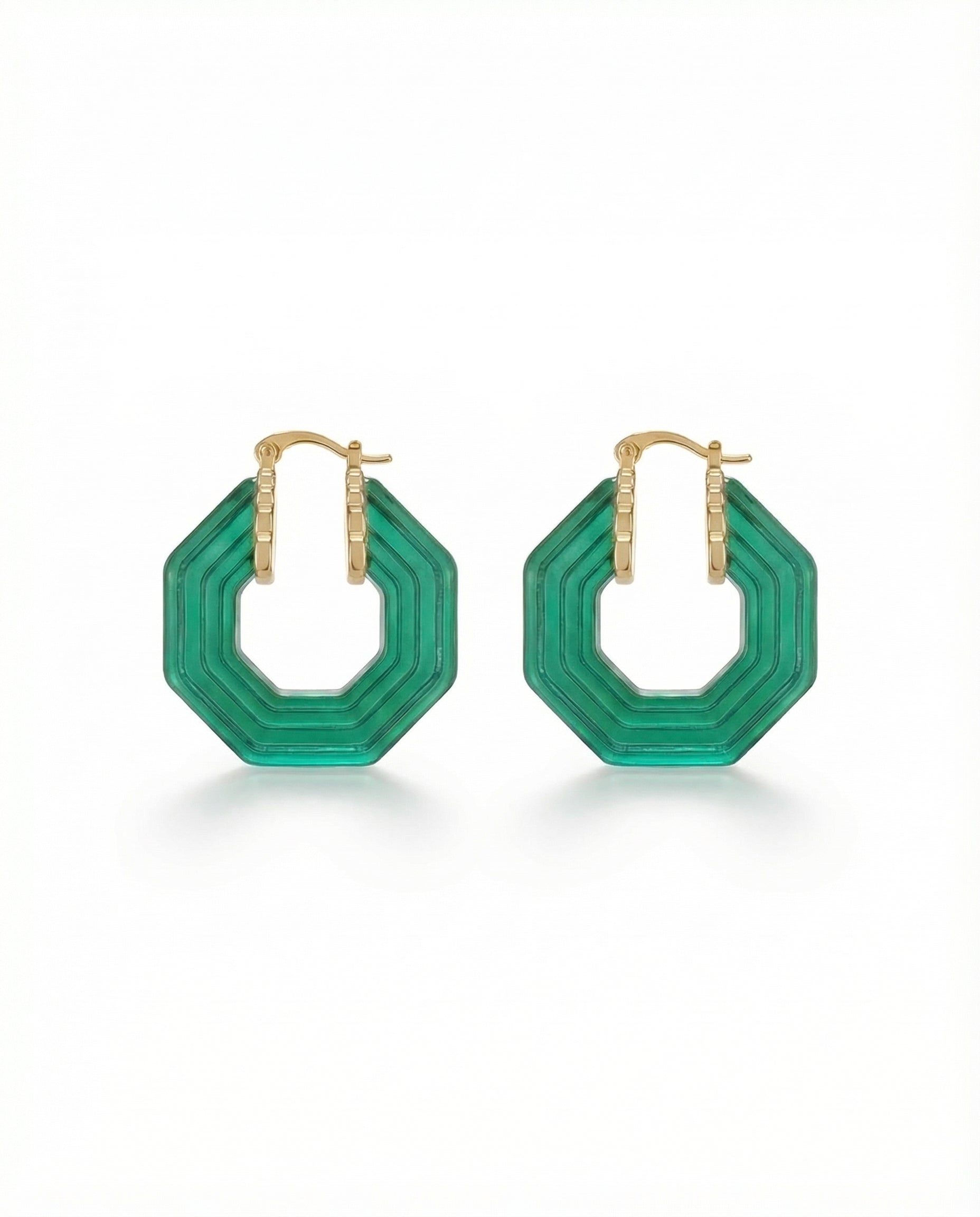 faceted resin statement earrings in green