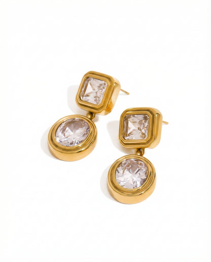 Florence Crystal Drop Earrings on a white background