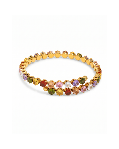 Iris Bracelet - 18K Gold Plated  multicolour round zircon tennis bracelet by Clarabelle