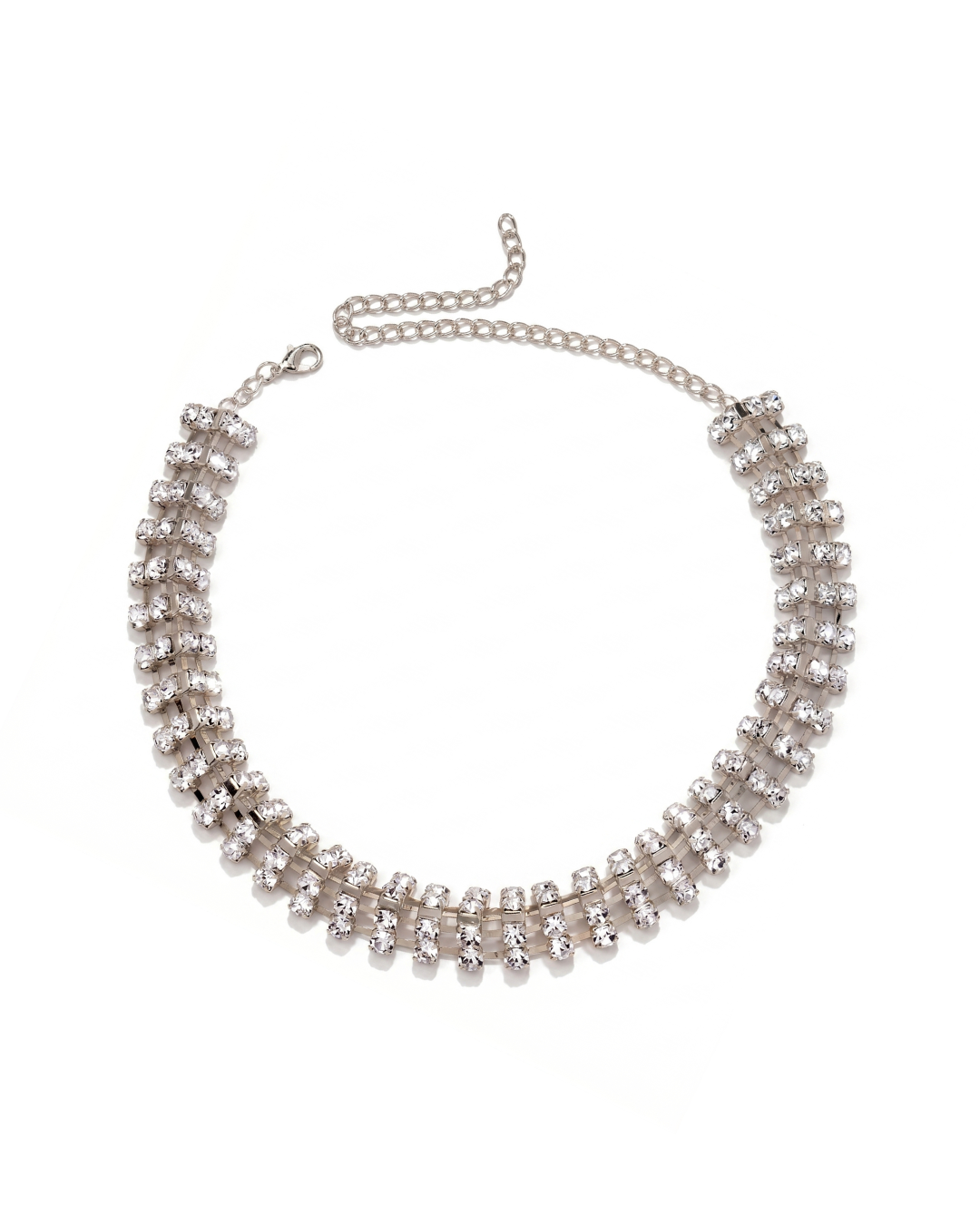 Lanzarote triple-row choker necklace by Clarabelle, gold finish with continuous crystal-set pavé