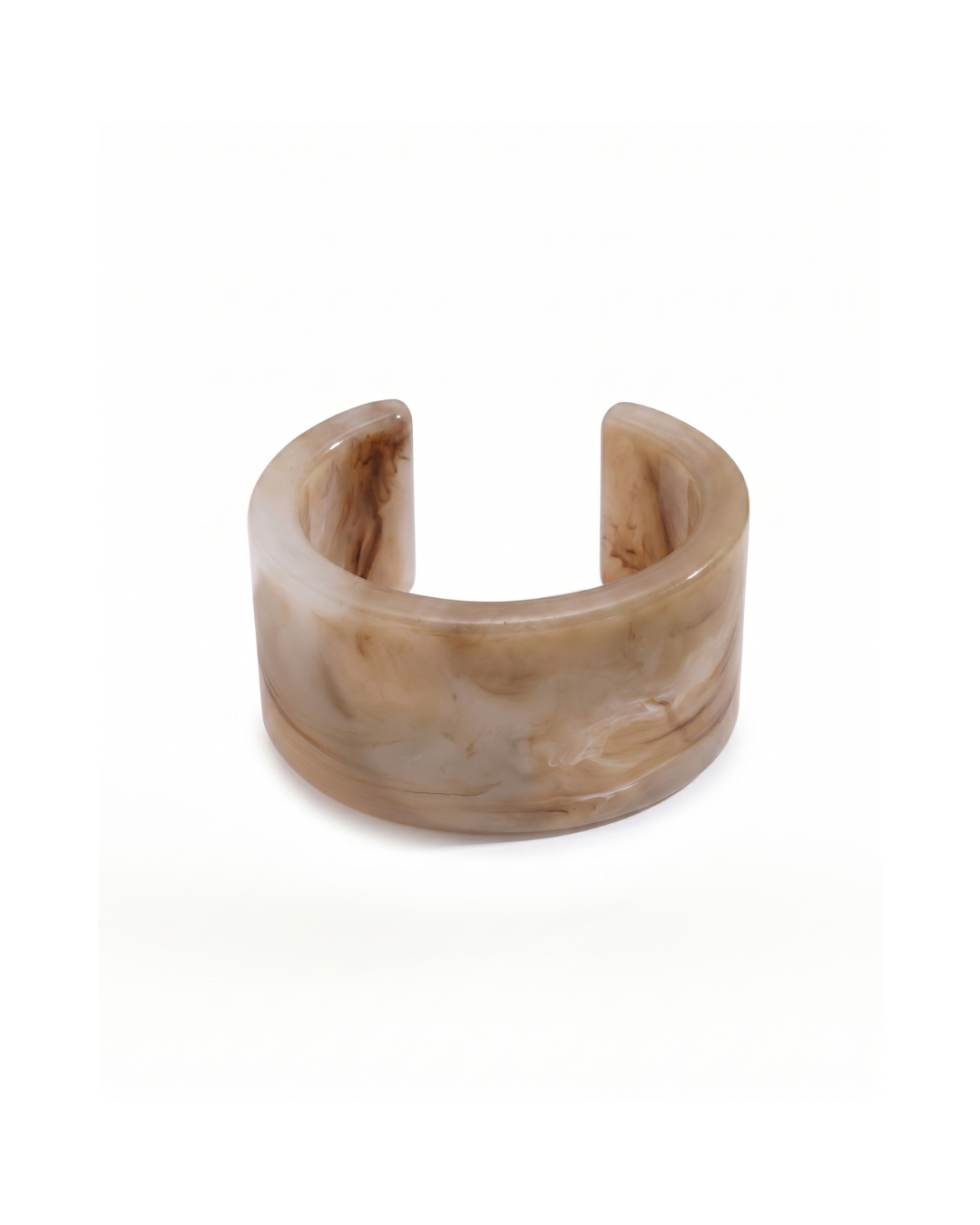 Light brown handmade resin bangle bracelet with marble pattern by Clarabelle