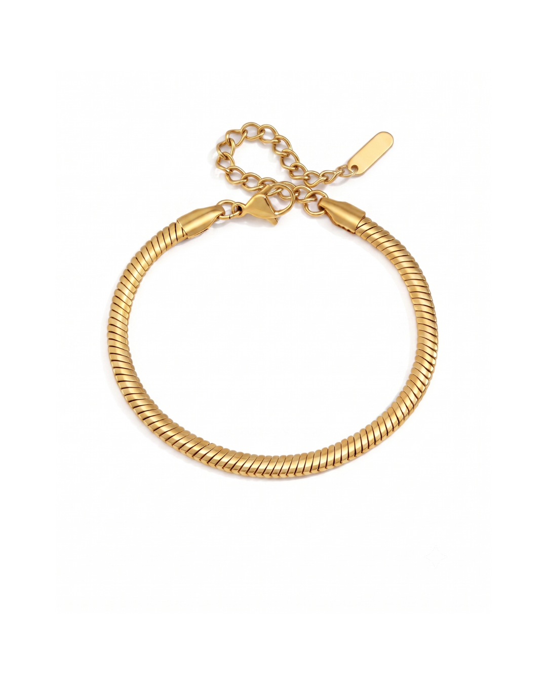  Lucia snake chain bracelet by Clarabelle, gold finish flat chain with lobster clasp