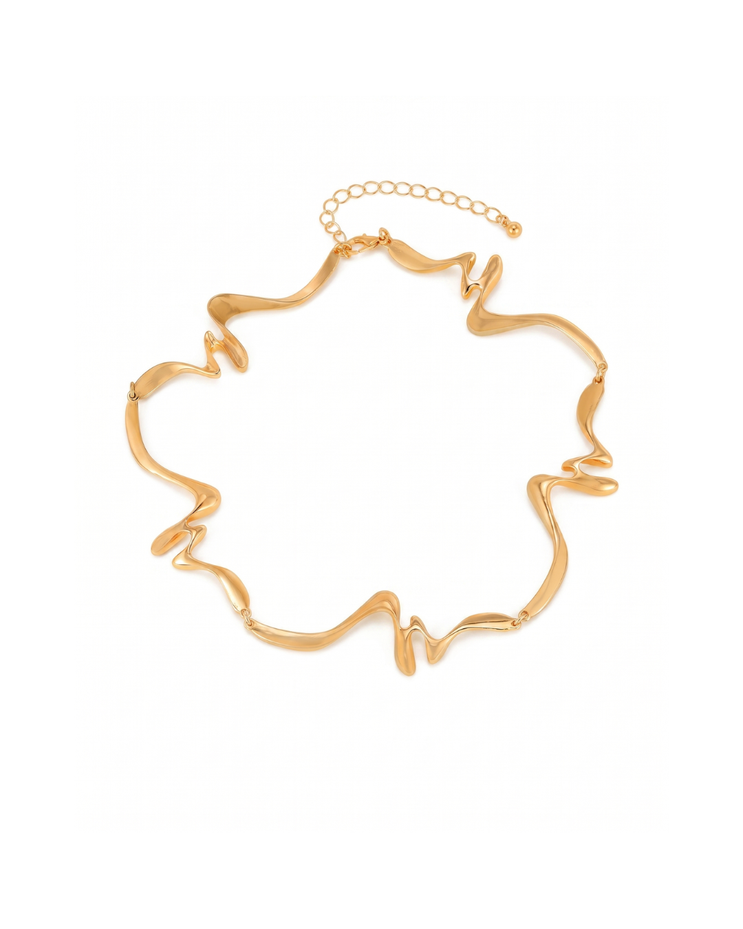 Maiorca sculptural necklace by Clarabelle, gold finish in a fluid organic form