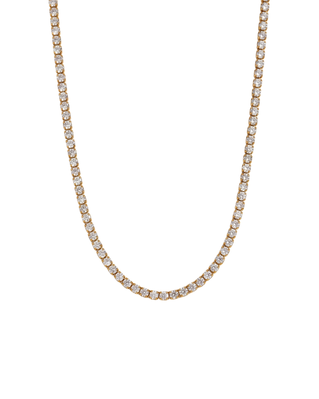 Margaux tennis necklace by Clarabelle, 18k gold plated with continuous 3mm AAA zircon stones