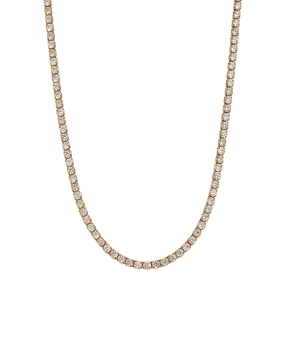 Margaux tennis necklace by Clarabelle, 18k gold plated with continuous 3mm AAA zircon stones
