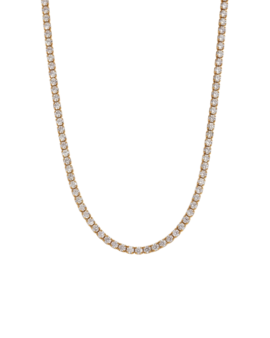 Margaux tennis necklace by Clarabelle, 18k gold plated with continuous 3mm AAA zircon stones