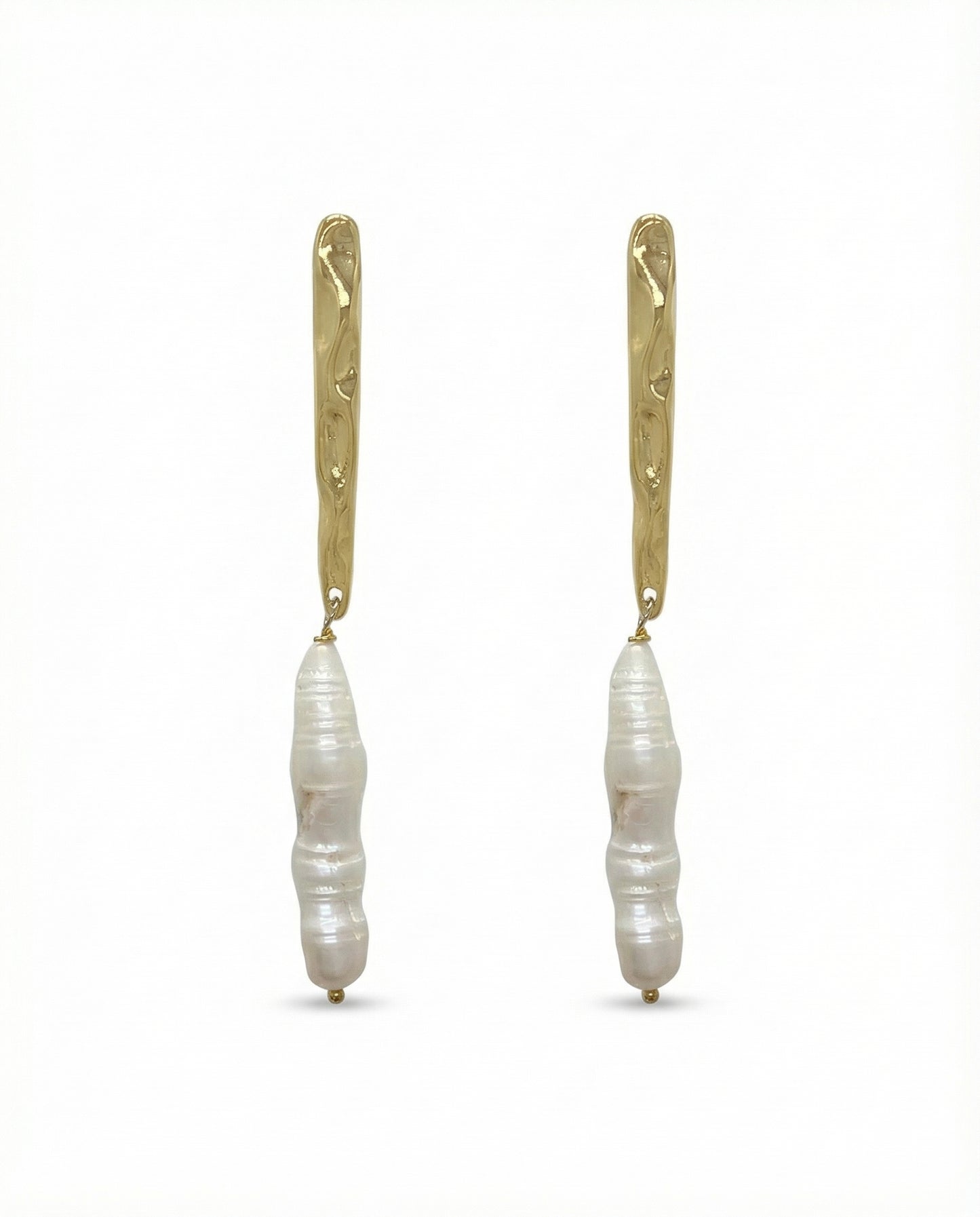 Maris Pearl Drop Earrings on a white background