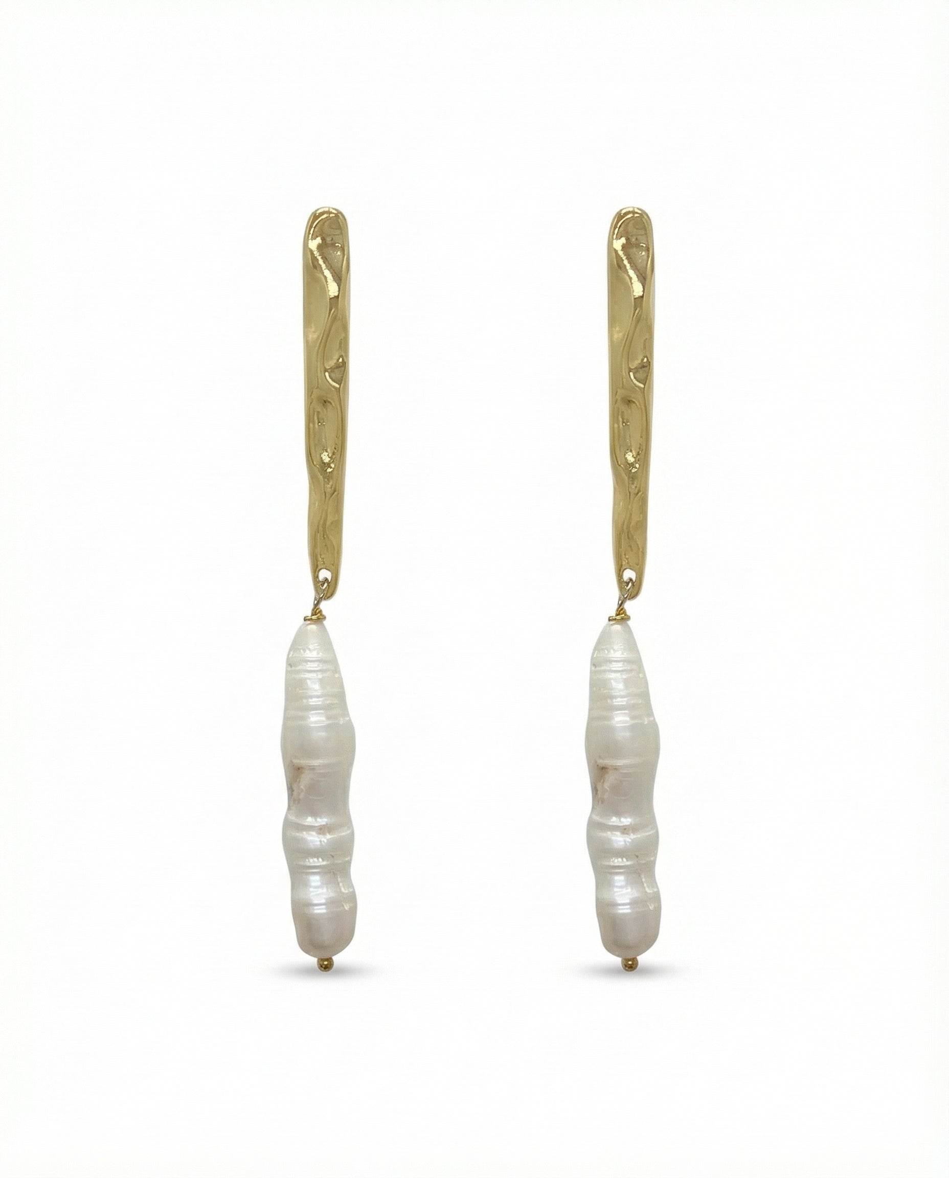 Maris Pearl Drop Earrings on a white background