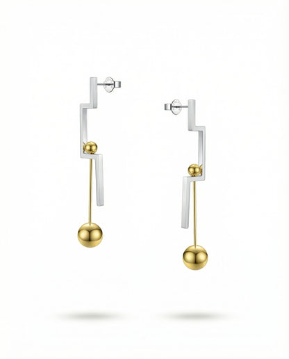 Naxos Geometric Drop Earrings on a white background