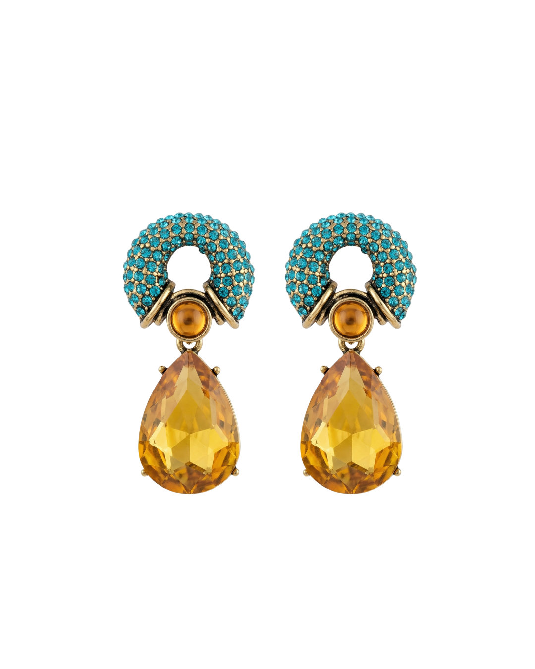 Odette Azure & Champagne Geometric Teardrop Earrings