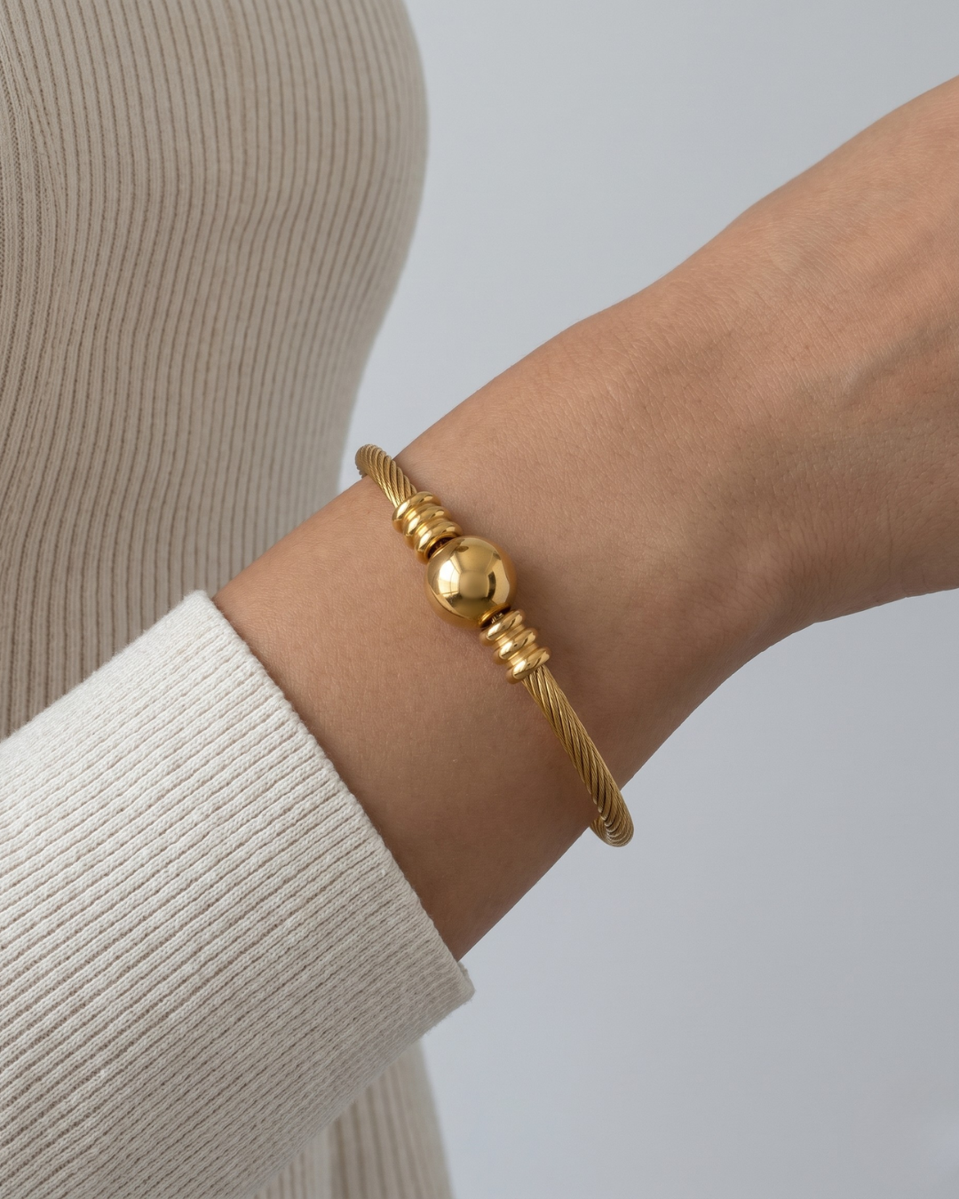 The Orbit Cuff Bracelet by Clarabelle merges texture and structure into one statement piece.