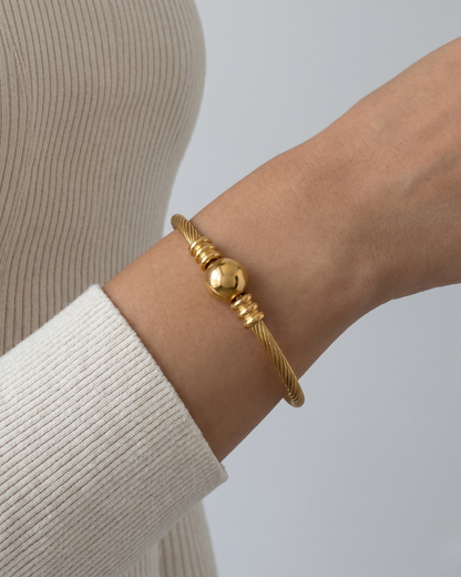 The Orbit Cuff Bracelet by Clarabelle merges texture and structure into one statement piece.