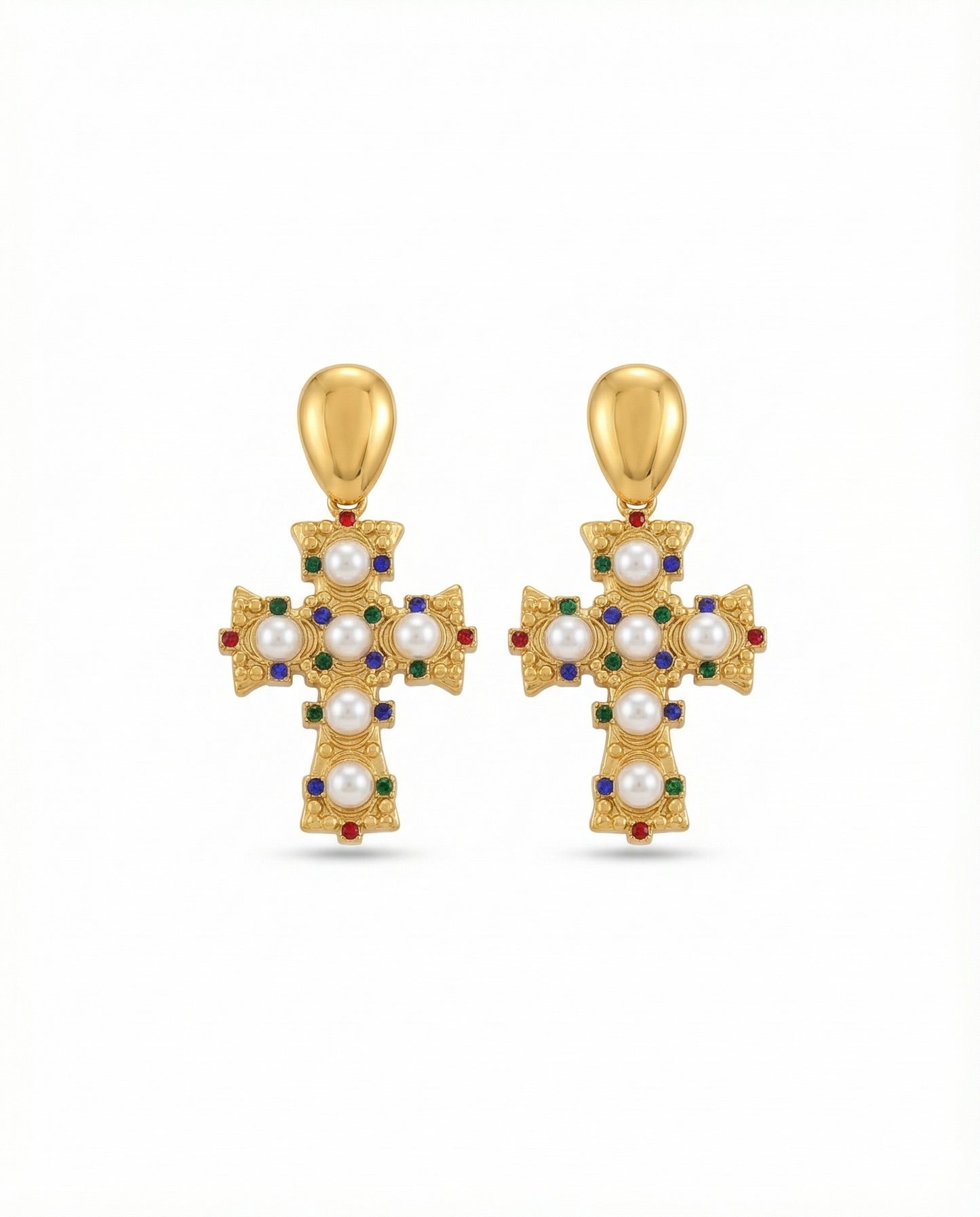 Ravenna_Pearl_Cross_Earrings_on_a_white_background
