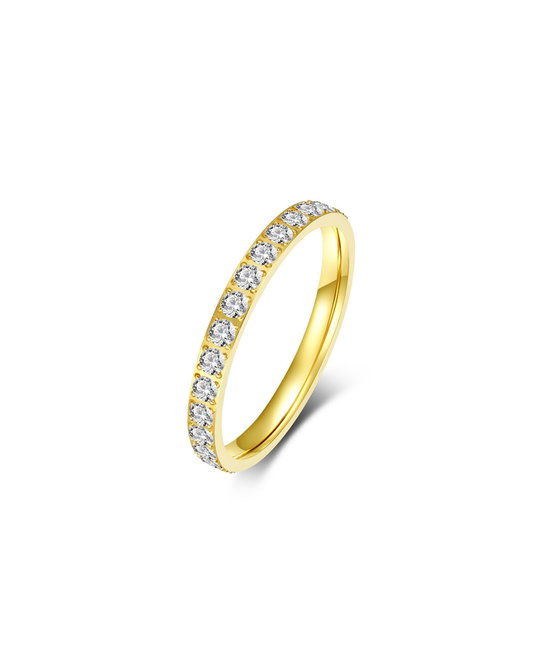  Serena half-eternity ring by Clarabelle, gold finish with clear crystal-set pavé