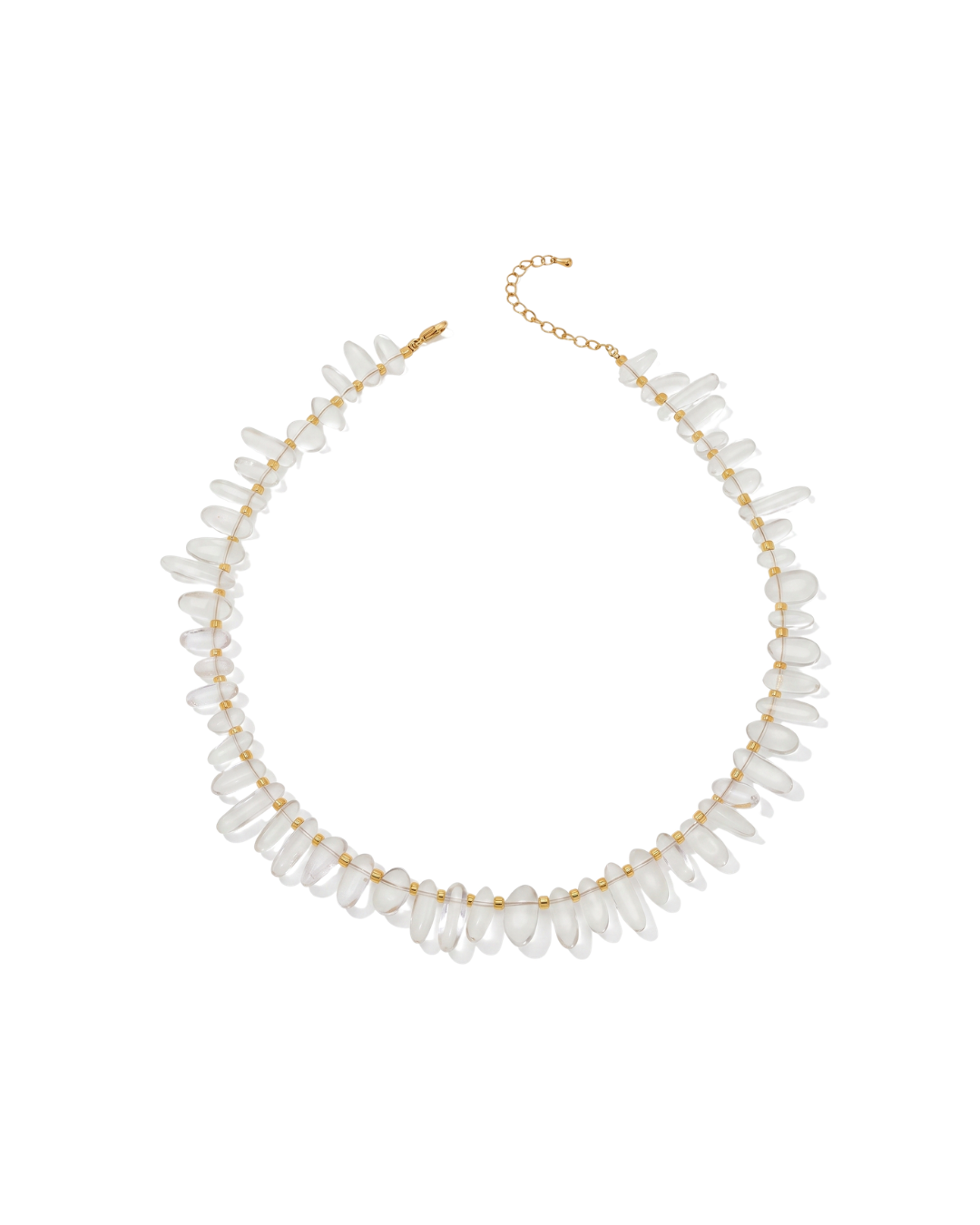 Tracy irregular stone bead necklace by Clarabelle, frosted white beads with gold-finished accents