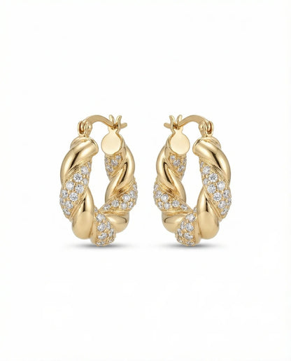Twisted Hoop Earrings - 18K Gold Plated