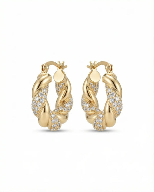 Twisted Hoop Earrings - 18K Gold Plated