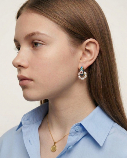 Valencia Pearl Huggie Earrings
