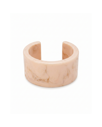 White handmade resin bangle bracelet with smooth finish by Clarabelle