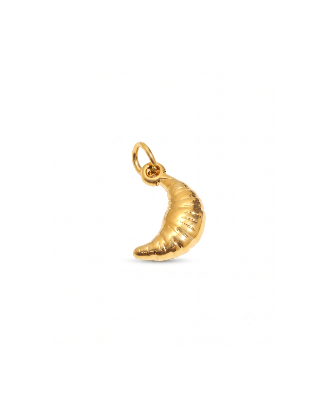 Croissant charm by Clarabelle, 18k gold plated stainless steel with jump ring