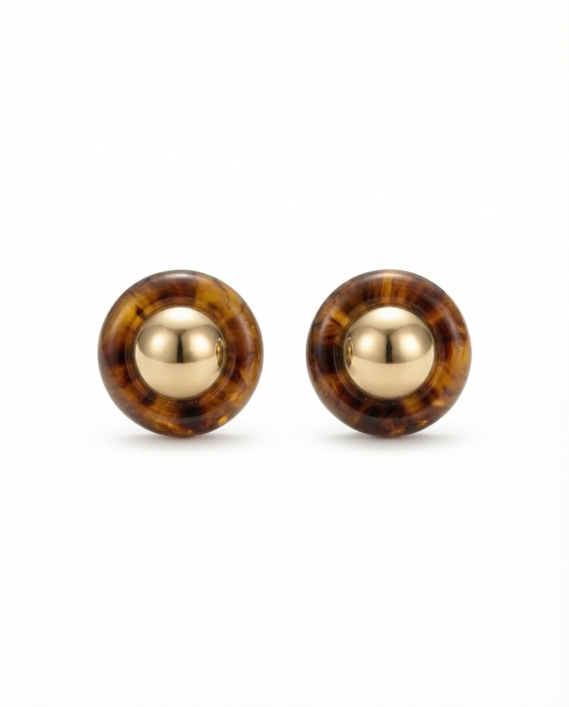 rounded sculptural glossy stud earrings