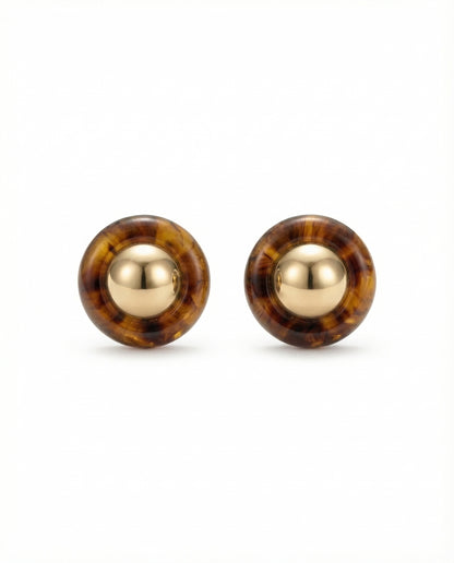 rounded sculptural glossy stud earrings