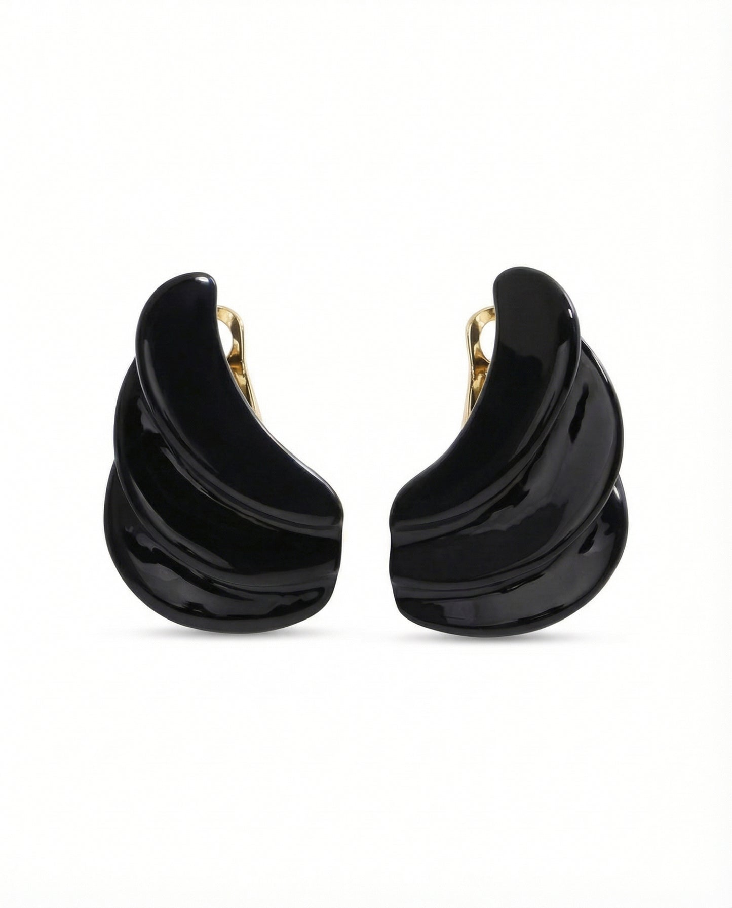 curved sculptural resin earrings in black