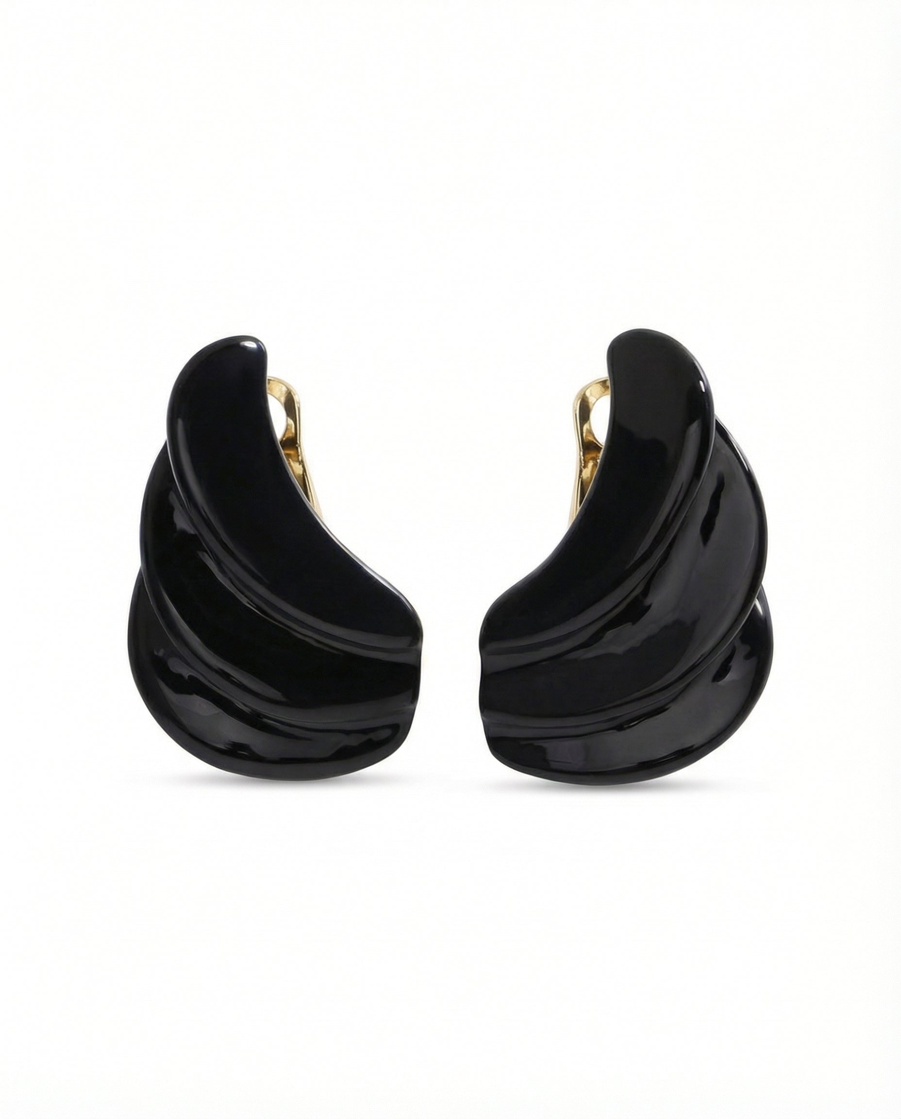 curved sculptural resin earrings in black