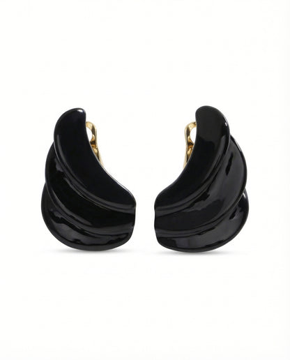 curved sculptural resin earrings in black