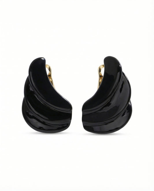 curved sculptural resin earrings in black